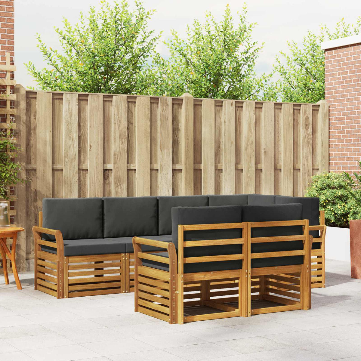Hoekbank Set met kussen 7 pcs Natuurlijk en Antraciet is nu te koop bij PeponiXL, paradijselijk wonen!