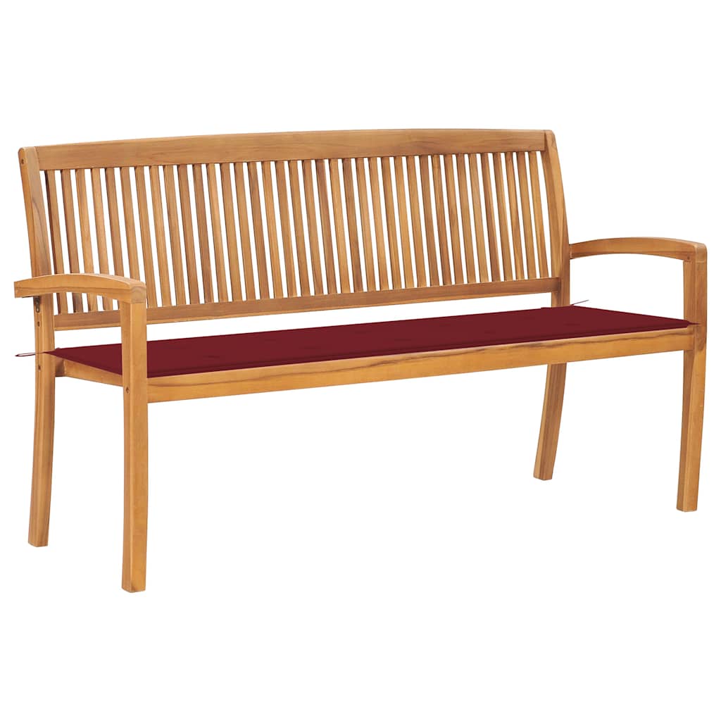Tuinbank stapelbaar met kussen 159 cm massief teakhout is nu te koop bij PeponiXL, paradijselijk wonen!