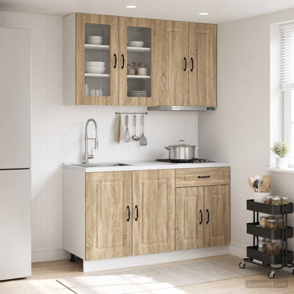 Keukenblok KALMAR 4 pcs Sonoma Eiken Bewerkt hout is nu te koop bij PeponiXL, paradijselijk wonen!