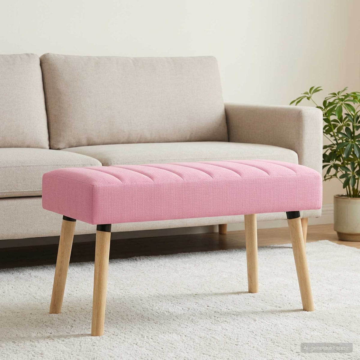 Kanaal-geplooide bank Roze 80 x 40 x 46 cm Stof is nu te koop bij PeponiXL, paradijselijk wonen!