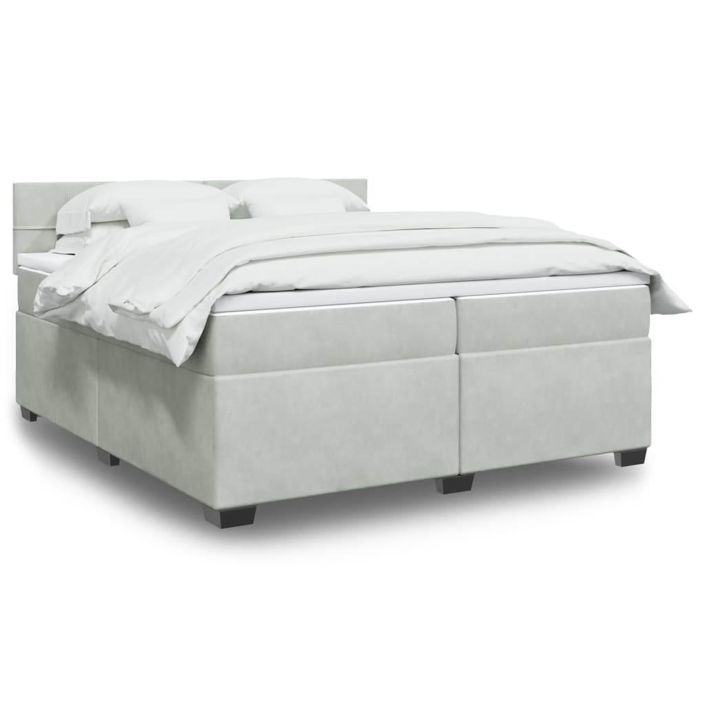 Boxspring met matras fluweel lichtgrijs 200x200 cm is nu te koop bij PeponiXL, paradijselijk wonen!