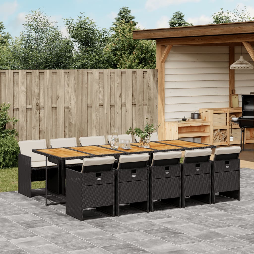 11-delige Tuinset met kussens poly rattan zwart is nu te koop bij PeponiXL, paradijselijk wonen!