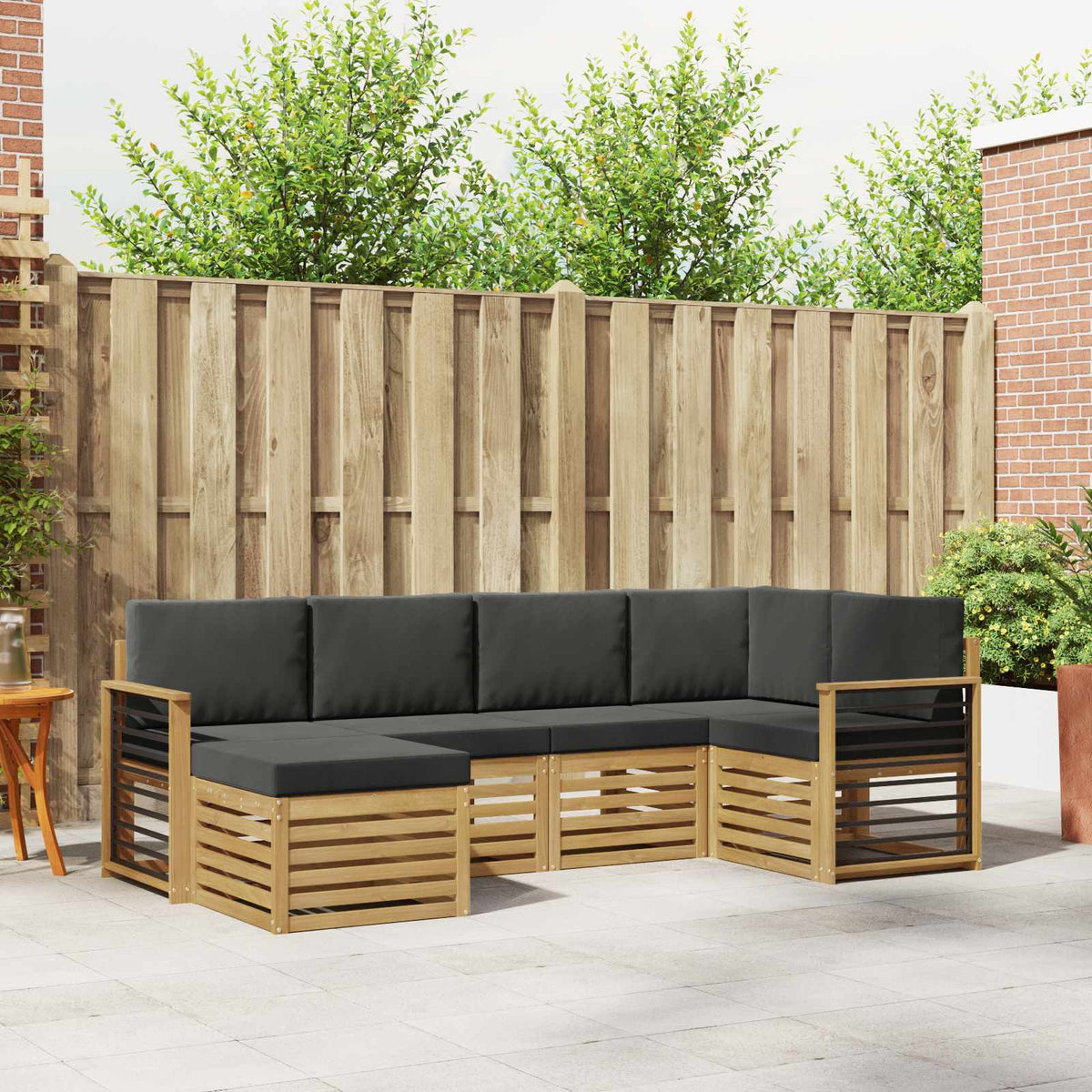 Buiten bankenset 6 pcs Wit en antracietkleurig Polyester is nu te koop bij PeponiXL, paradijselijk wonen!