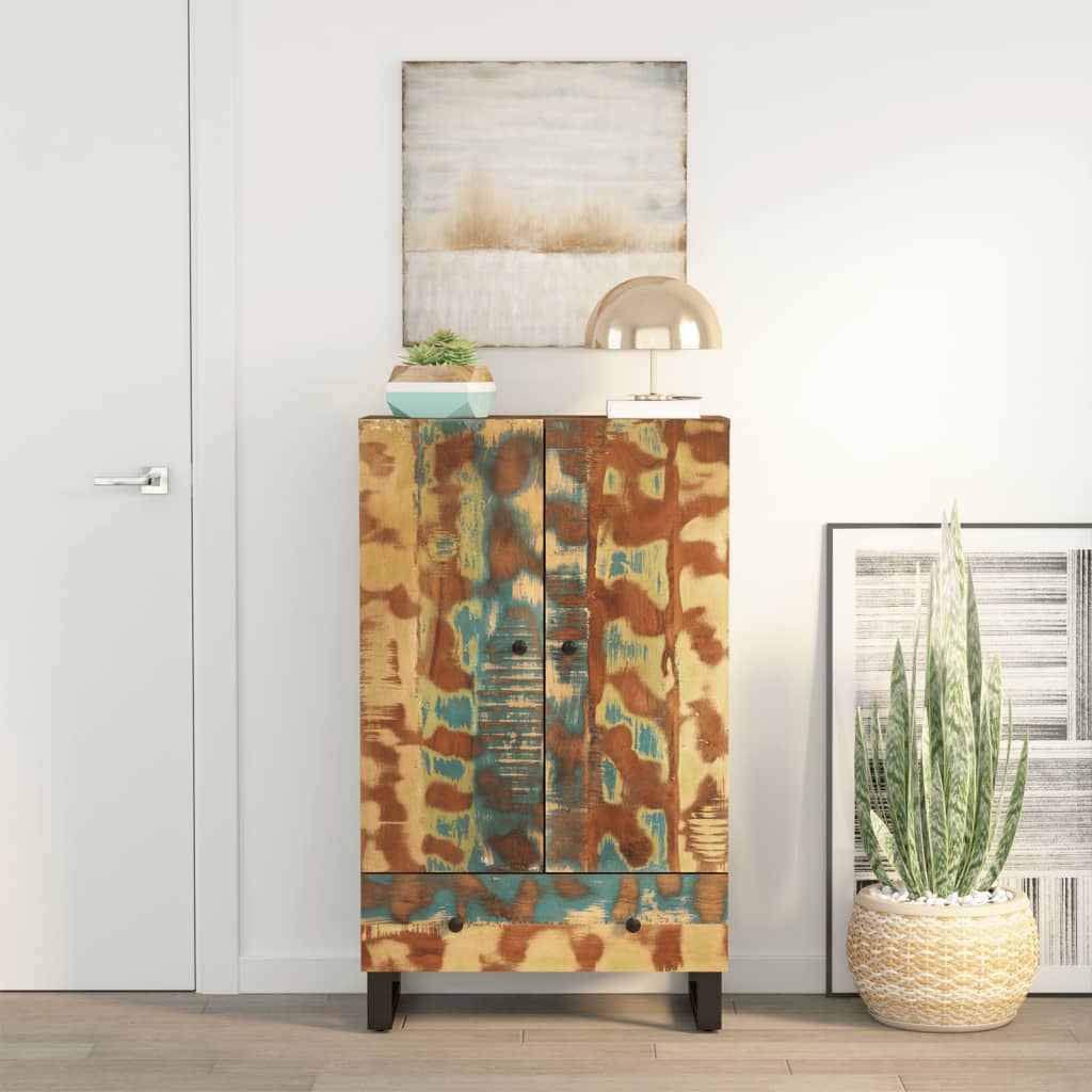 Hoge kast met lade 60x33x100 cm gerecycled hout en ijzer is nu te koop bij PeponiXL, paradijselijk wonen!