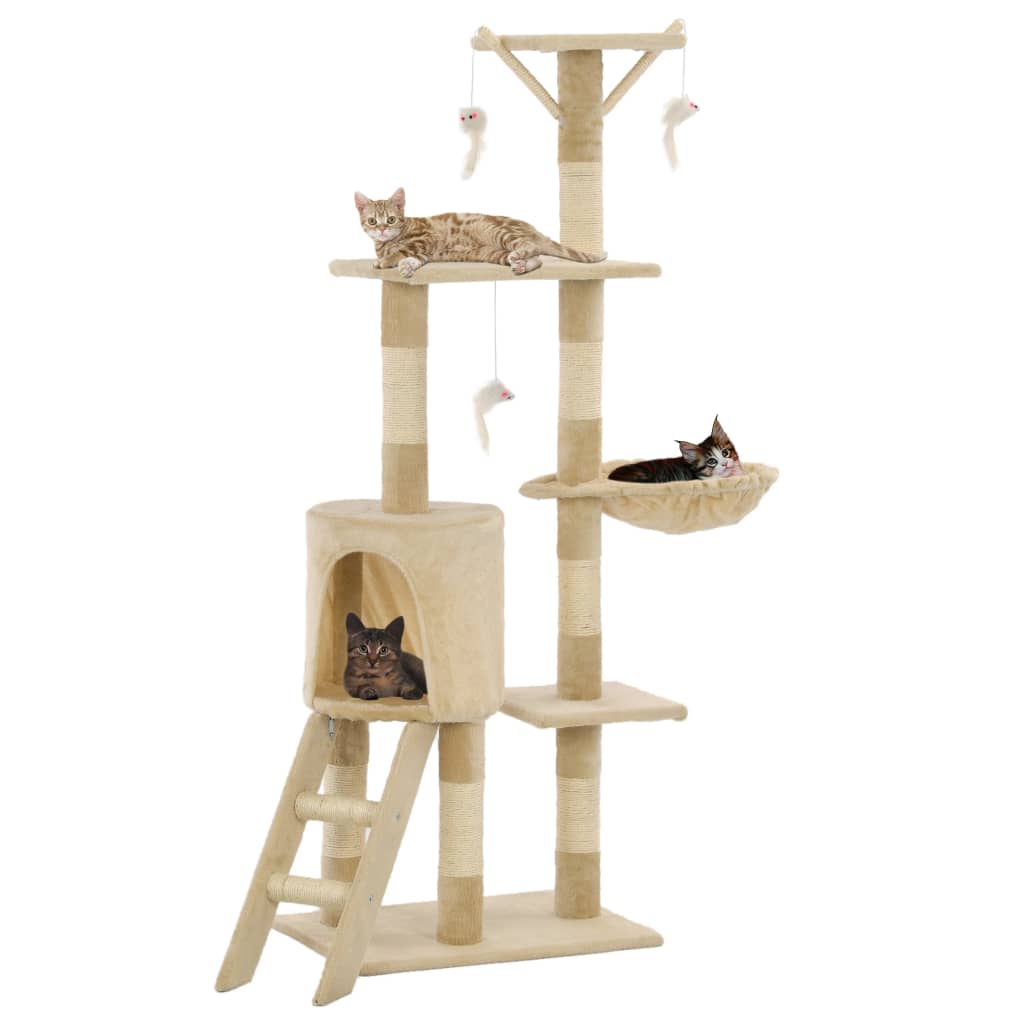 Kattenkrabpaal met sisal krabpalen 138 cm beige is nu te koop bij PeponiXL, paradijselijk wonen!