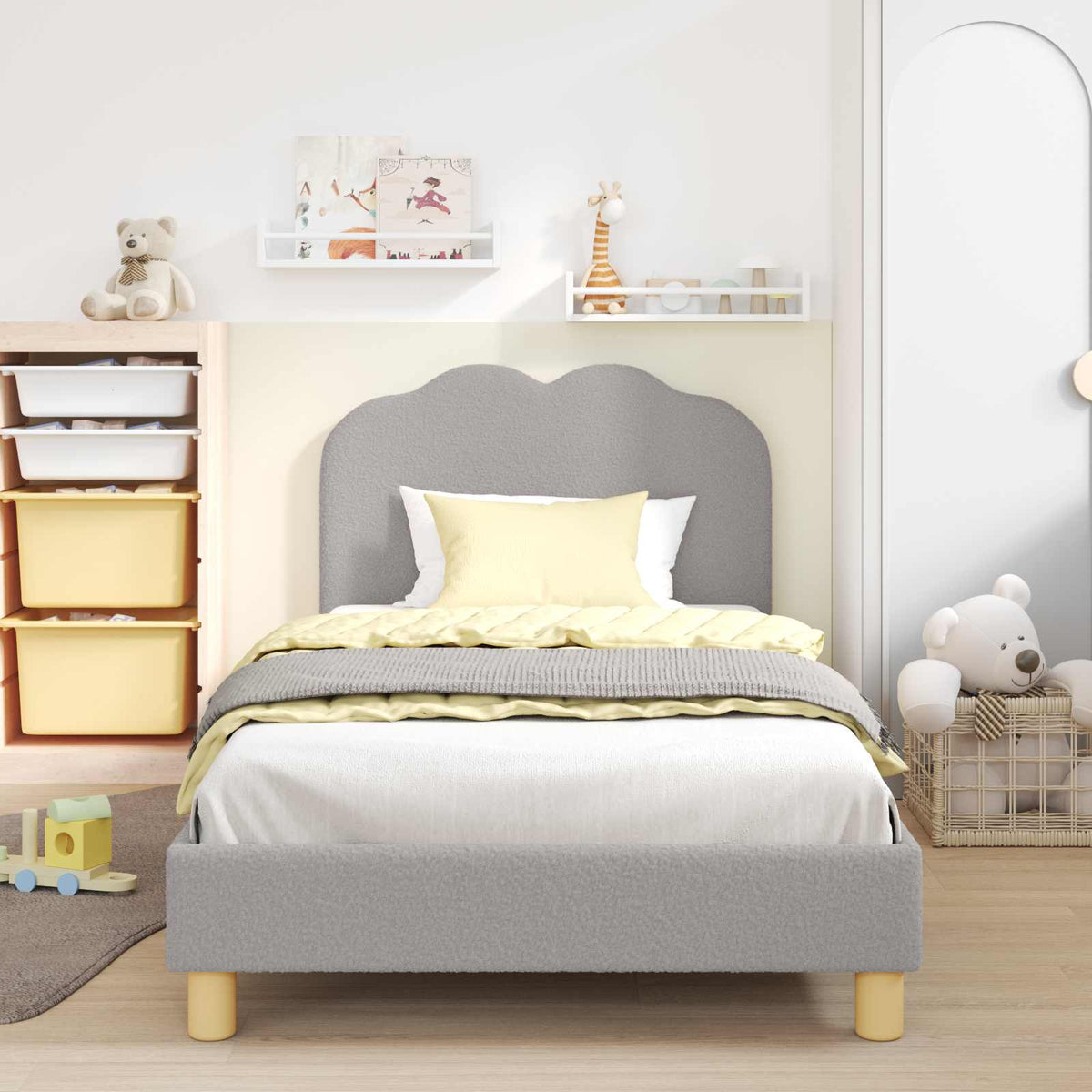 Bedframe voor kinderen met hoofdbord Lichtgrijs 90 x 190 cm is nu te koop bij PeponiXL, paradijselijk wonen!
