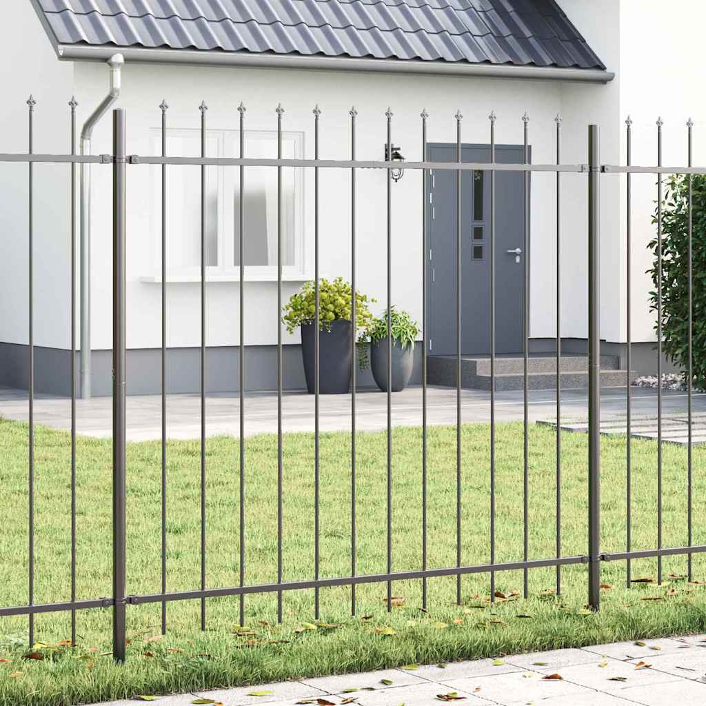 Tuinhek 8 pcs Grijs 13,6 x 1,5 m Poedercoating staal is nu te koop bij PeponiXL, paradijselijk wonen!