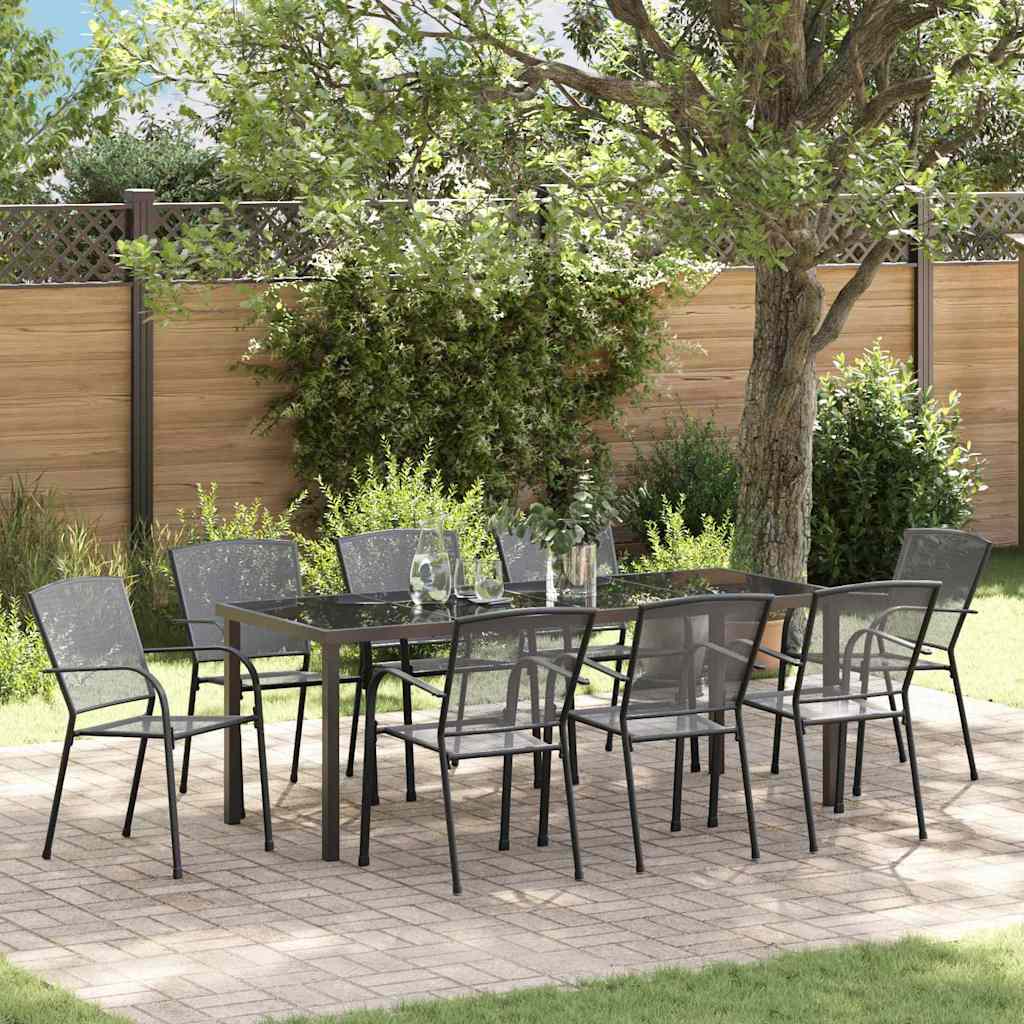 Tuin eettafelset 9 pcs Antraciet Gepoedercoat staal is nu te koop bij PeponiXL, paradijselijk wonen!