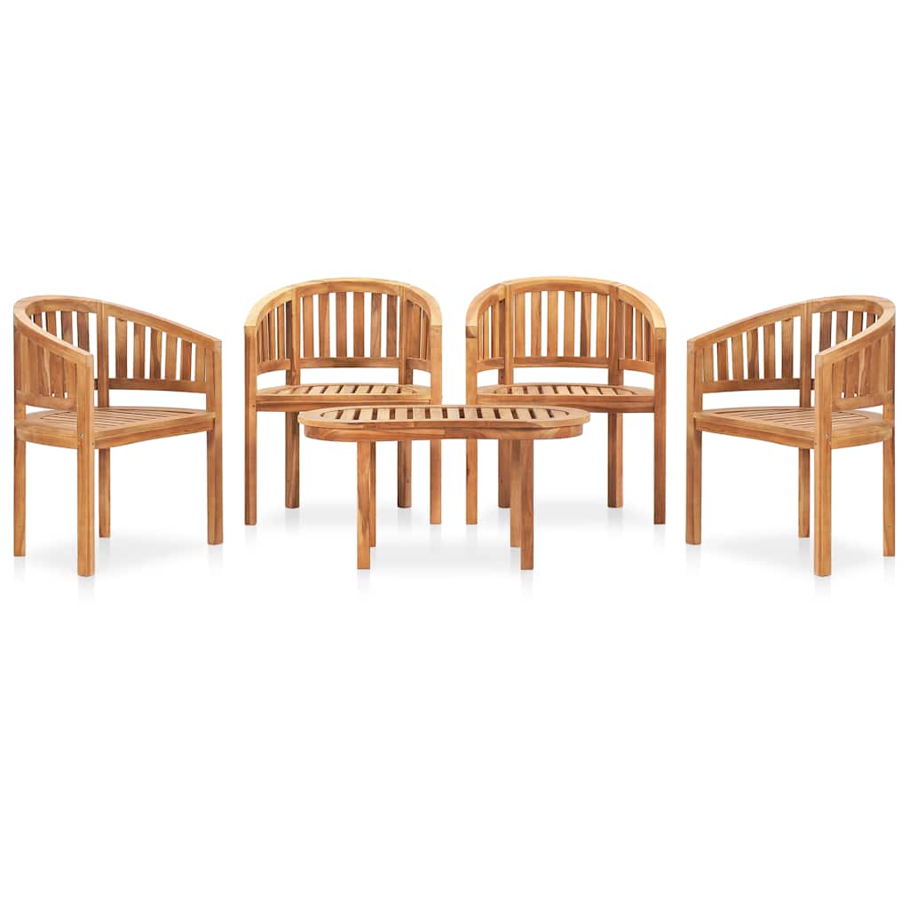 5-delige Loungeset banaanvormig massief teakhout is nu te koop bij PeponiXL, paradijselijk wonen!