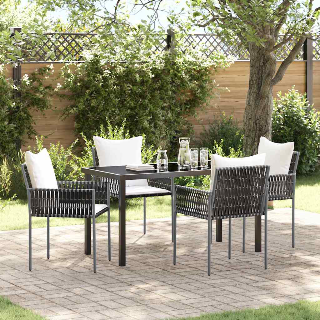 Tuin eettafelset 5 pcs Bruin en zwart PE Rattan is nu te koop bij PeponiXL, paradijselijk wonen!