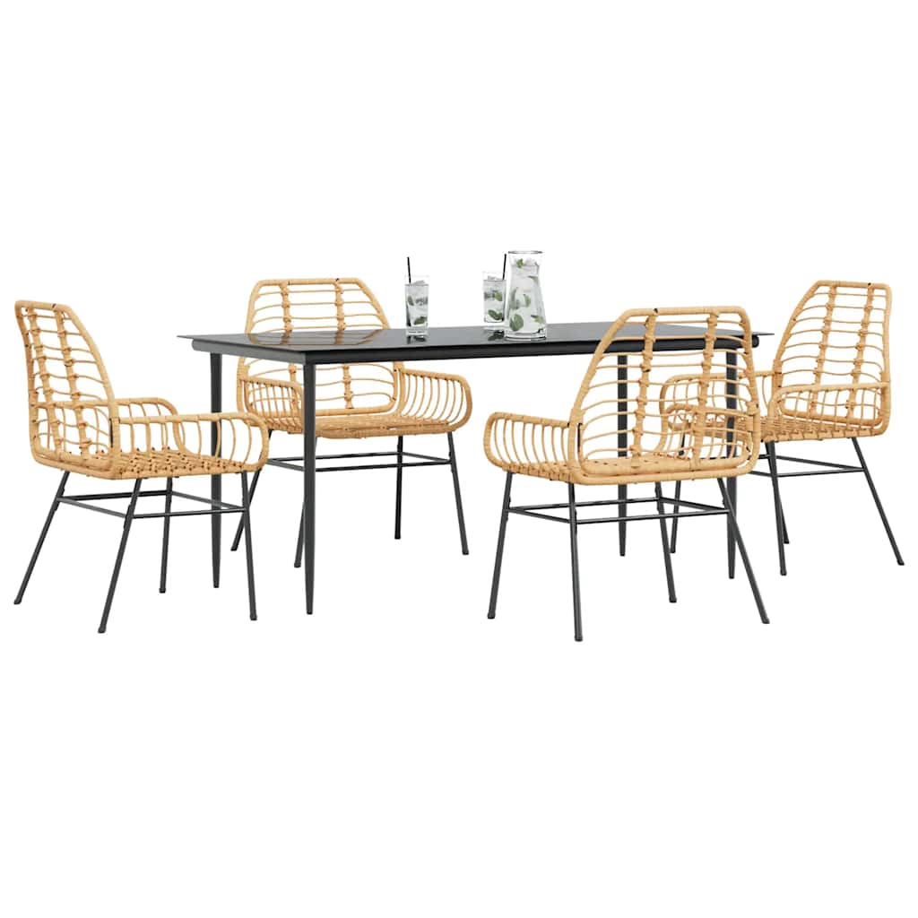 5-delige Tuinset poly rattan glas bruin is nu te koop bij PeponiXL, paradijselijk wonen!