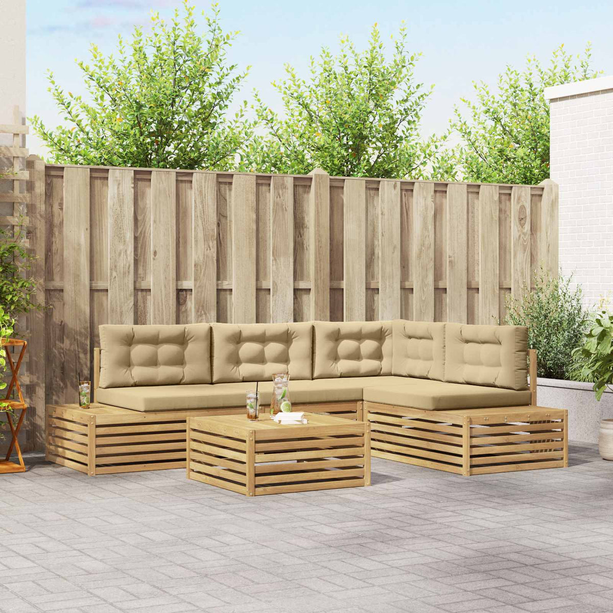 5 Stuk Buiten bankenset Polyester Wit is nu te koop bij PeponiXL, paradijselijk wonen!