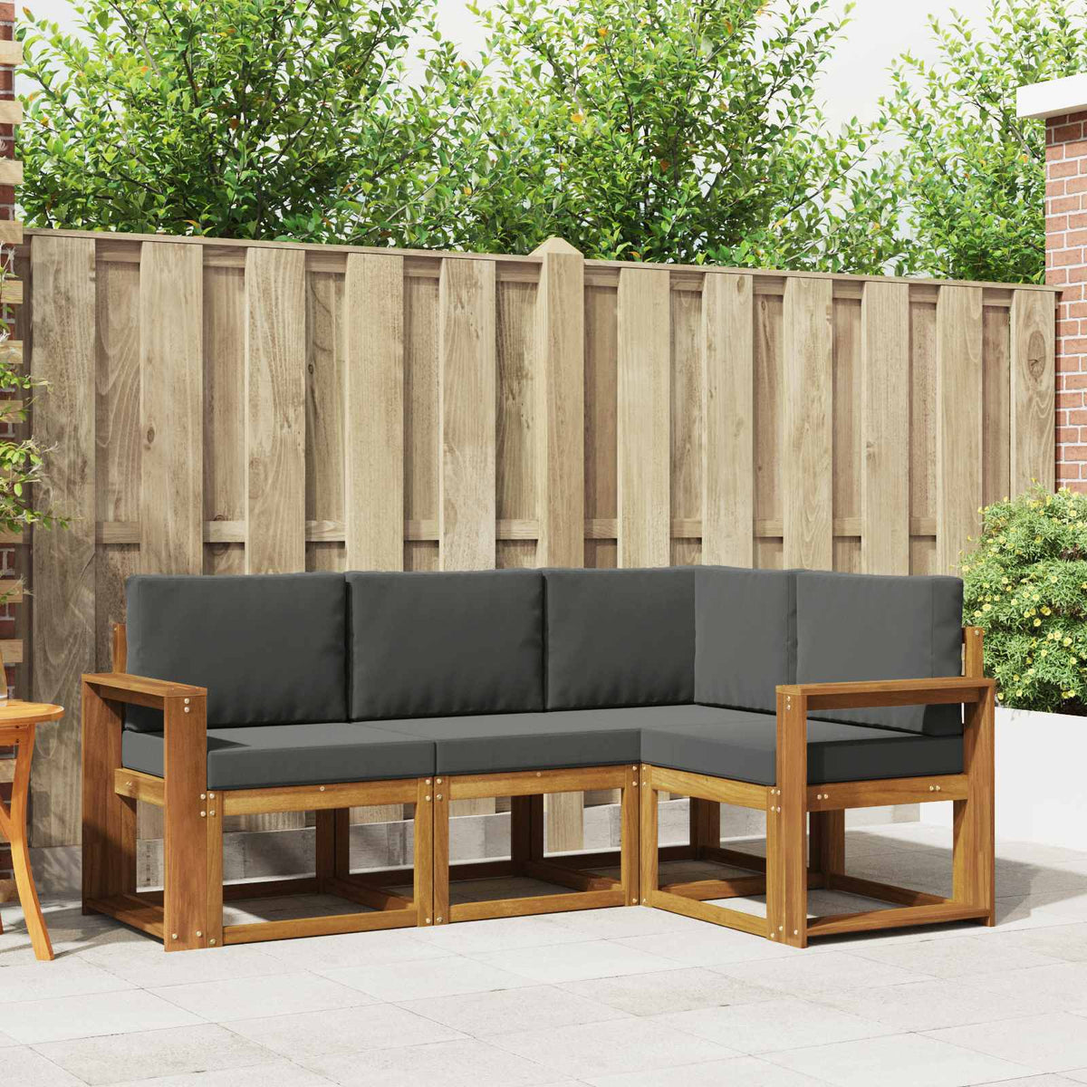 Buiten bankenset met kussen 4 pcs Natuurlijk en Antraciet is nu te koop bij PeponiXL, paradijselijk wonen!