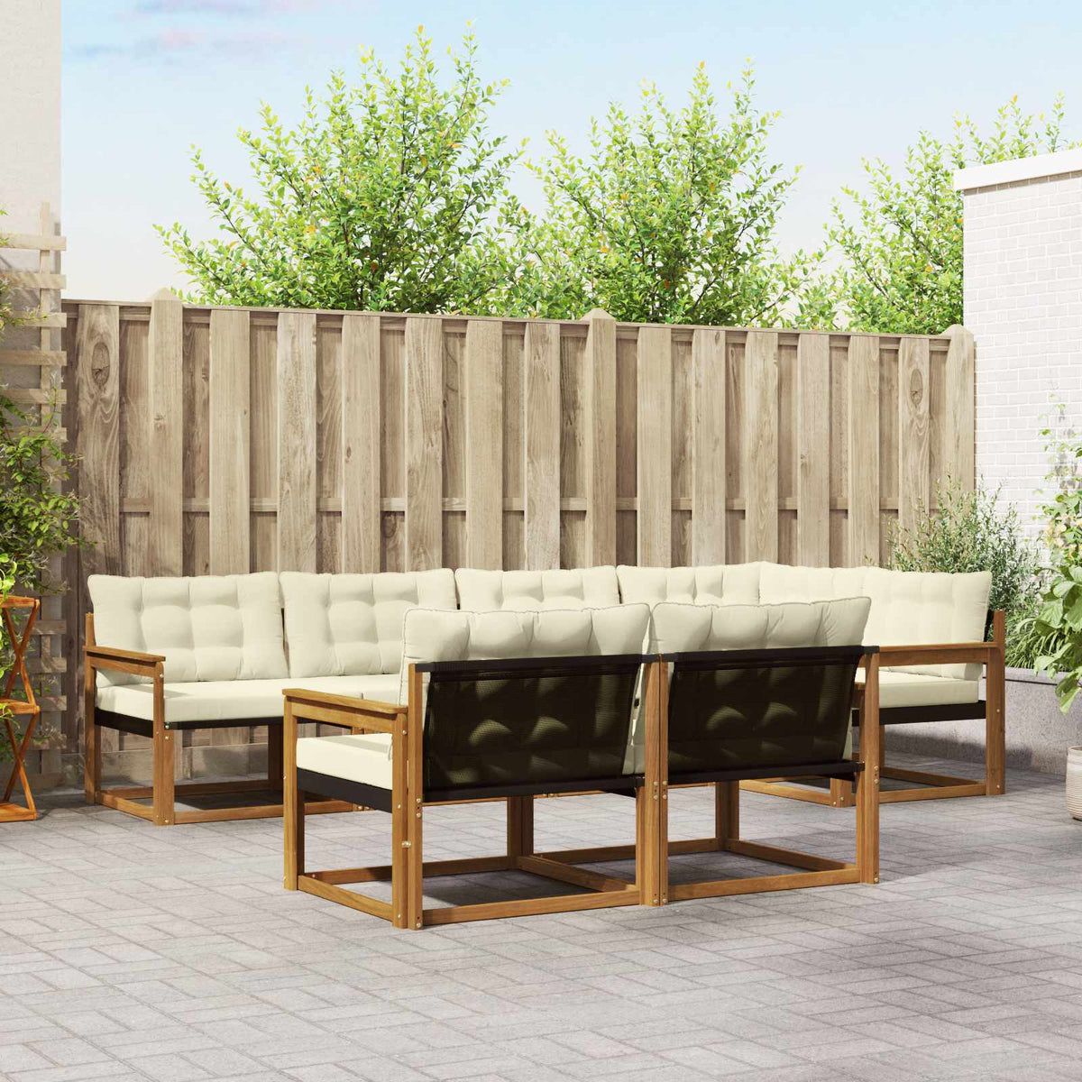Buiten bankenset met kussen 7 pcs Natuurlijk en Crème is nu te koop bij PeponiXL, paradijselijk wonen!