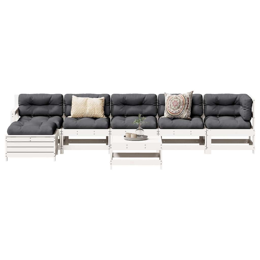 7-delige Loungeset massief grenenhout wit is nu te koop bij PeponiXL, paradijselijk wonen!