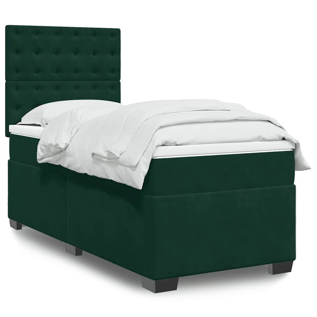 Boxspring met matras fluweel donkergroen 90x190 cm is nu te koop bij PeponiXL, paradijselijk wonen!