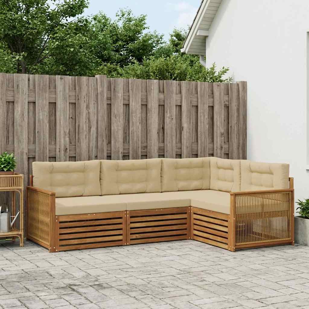 Buiten bankenset met kussen 4 pcs Natuurlijk en Beige is nu te koop bij PeponiXL, paradijselijk wonen!