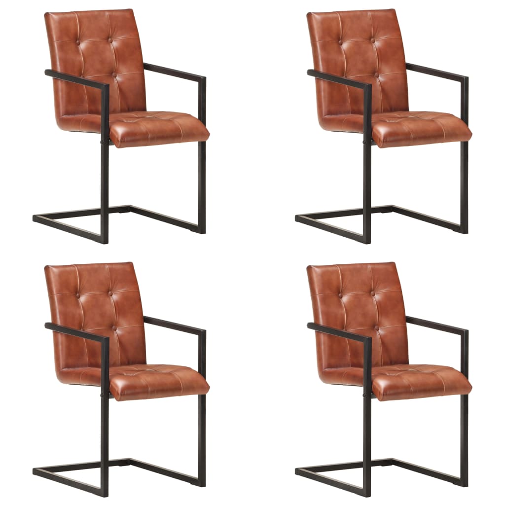 Eetkamerstoelen 4 st echt leer bruin is nu te koop bij PeponiXL, paradijselijk wonen!