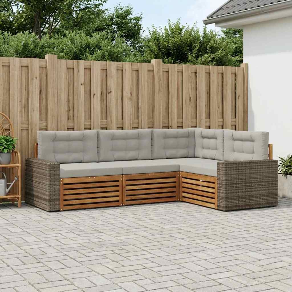 Buiten bankenset 4 pcs Naturel en lichtgrijs is nu te koop bij PeponiXL, paradijselijk wonen!