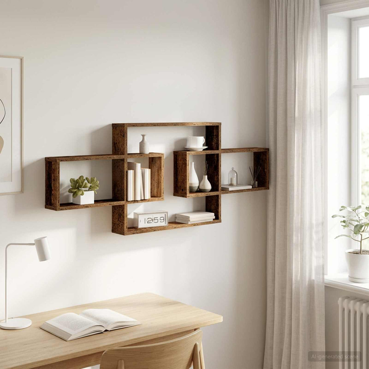 Wandplank Oud hout 130 x 10 x 50 cm Bewerkt hout is nu te koop bij PeponiXL, paradijselijk wonen!