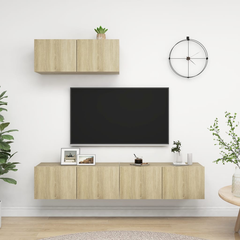 Tv-meubelen 3 st spaanplaat sonoma eikenkleurig is nu te koop bij PeponiXL, paradijselijk wonen!