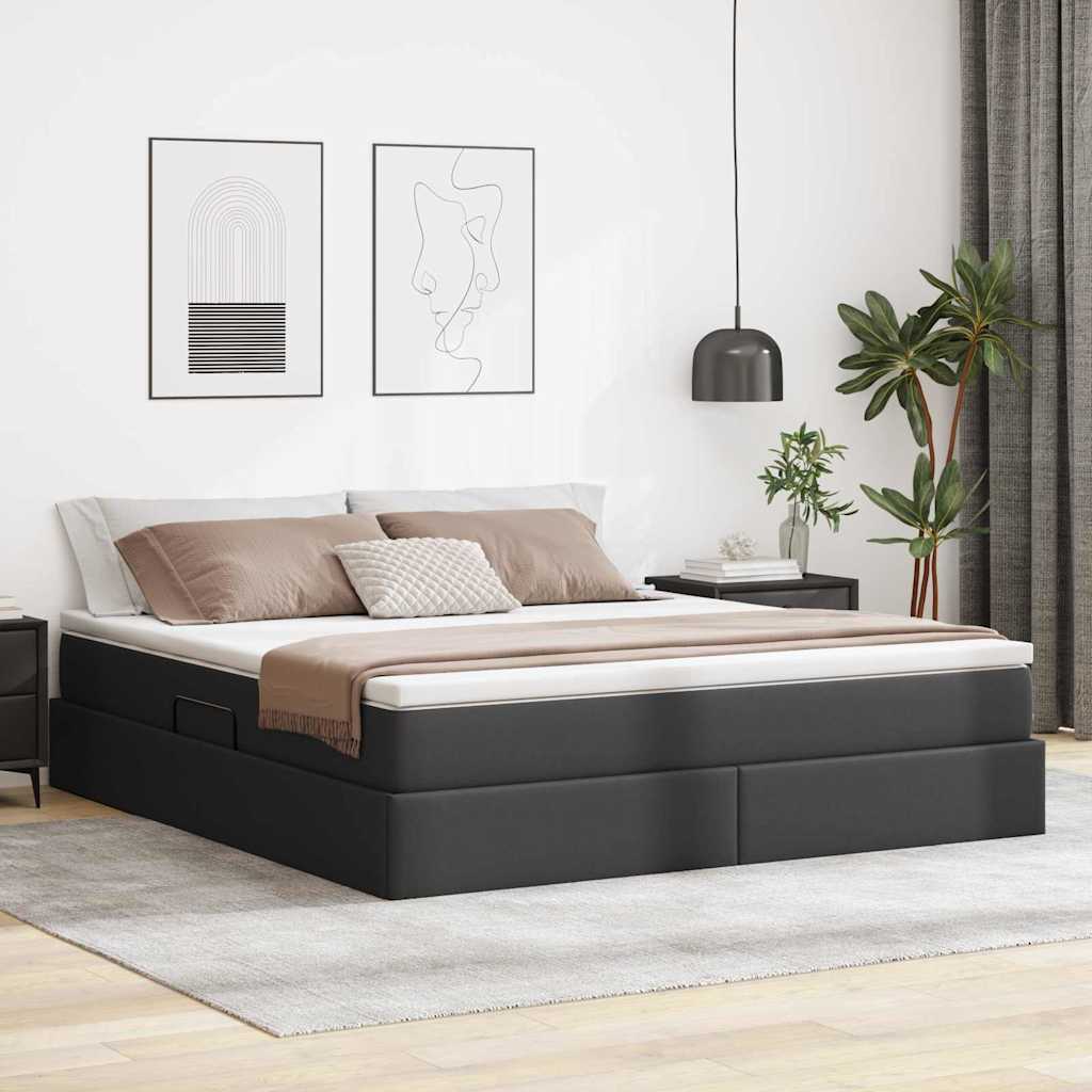 Opslag bed met matras met matras Zwart 180 x 200 cm Nep Leer is nu te koop bij PeponiXL, paradijselijk wonen!