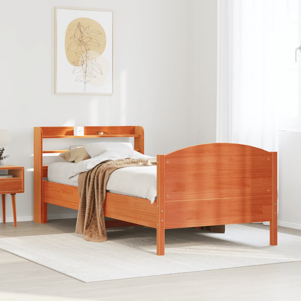 Bedframe zonder matras massief grenenhout wasbruin 100x200 cm is nu te koop bij PeponiXL, paradijselijk wonen!