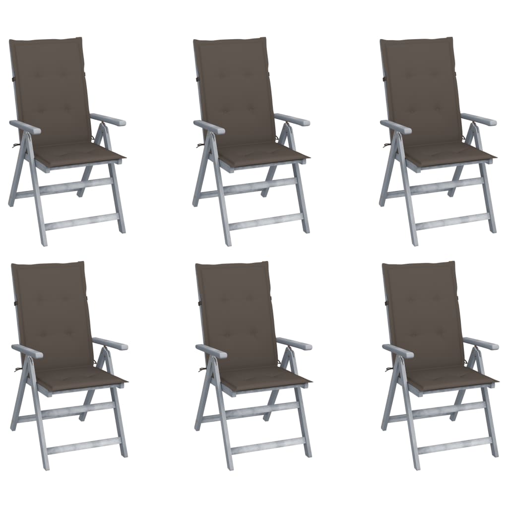Tuinstoelen 6 st verstelbaar met kussens massief acaciahout is nu te koop bij PeponiXL, paradijselijk wonen!