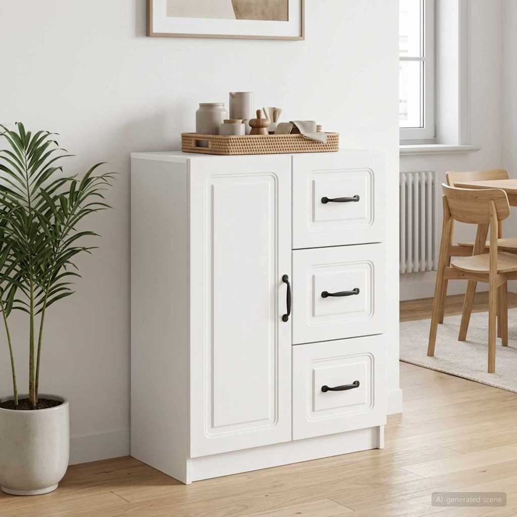Dressoir met lade Hoogglans Wit 66 x 34,5 x 87 cm Bewerkt hout is nu te koop bij PeponiXL, paradijselijk wonen!