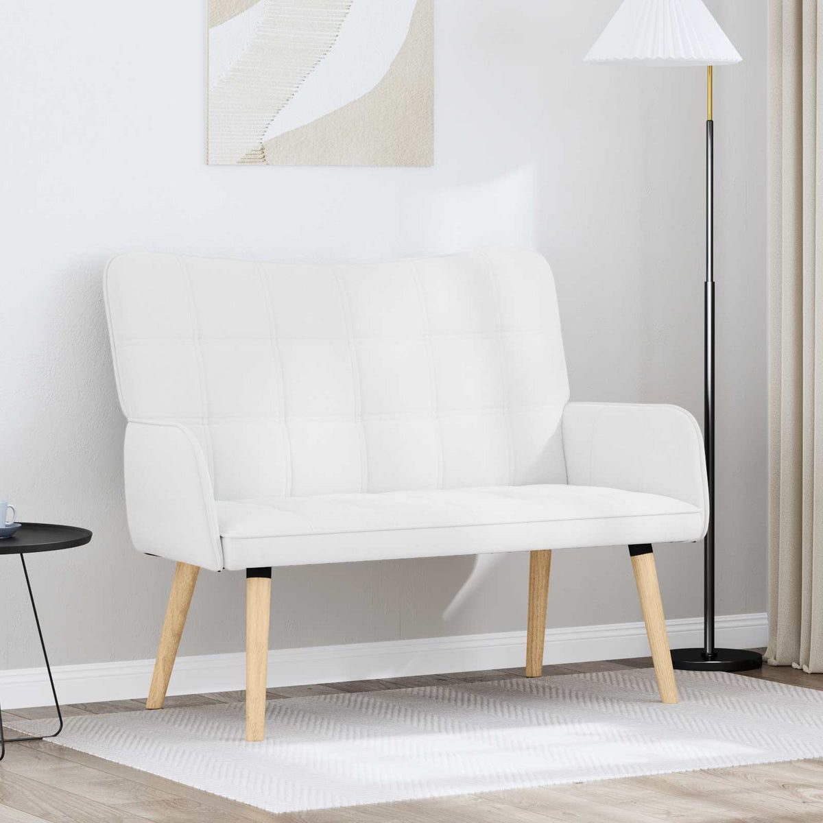 Twee Persoons Sofa Wit 115 x 61 x 87 cm Stof is nu te koop bij PeponiXL, paradijselijk wonen!