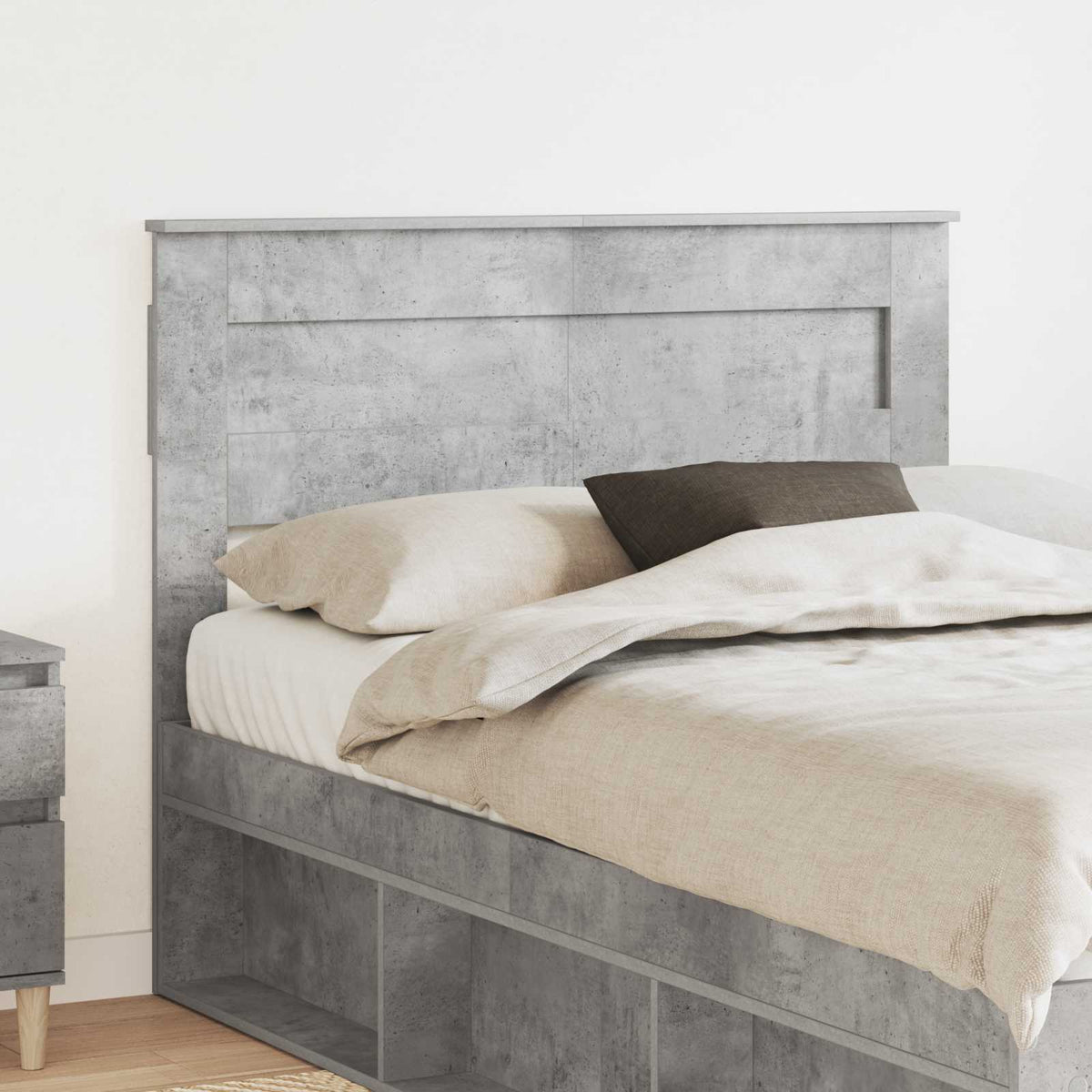 Hoofdbord Beton Grijs Bewerkt hout is nu te koop bij PeponiXL, paradijselijk wonen!
