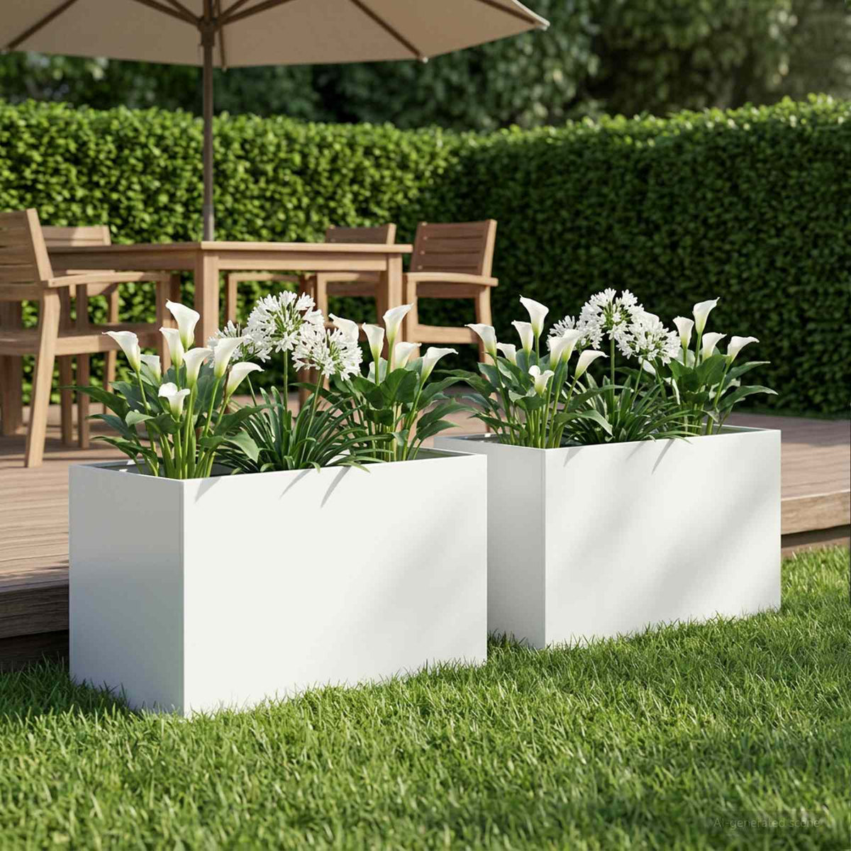 Plantenbak 2 st Wit 50 x 40 x 40 cm Koudgewalst staal is nu te koop bij PeponiXL, paradijselijk wonen!