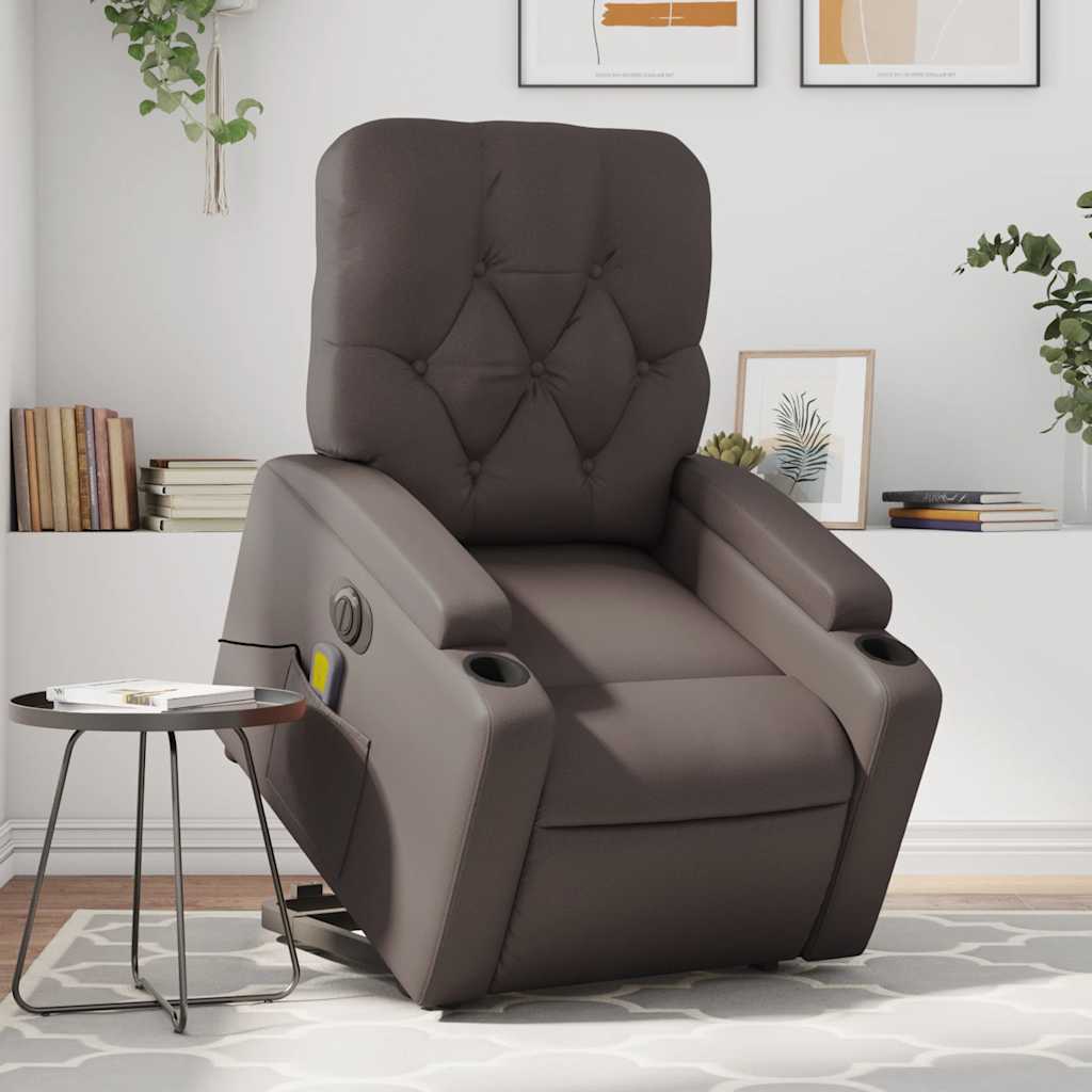 Sta-op-massagestoel elektrisch kunstleer bruin is nu te koop bij PeponiXL, paradijselijk wonen!