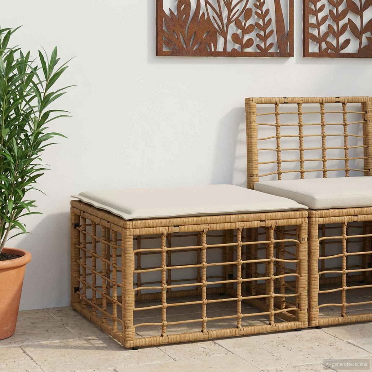Tuinvoetenbank Naturel poly rattan is nu te koop bij PeponiXL, paradijselijk wonen!