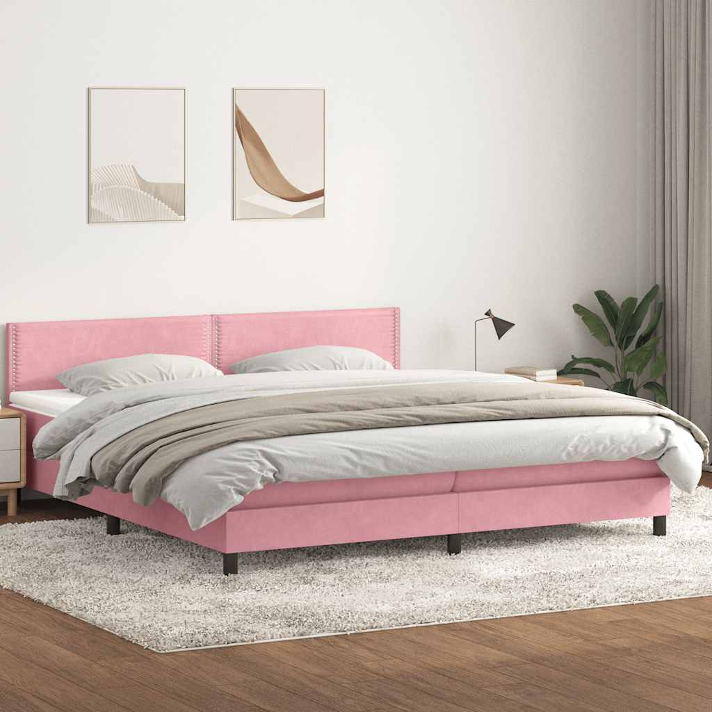 Boxspring met matras fluweel roze 180x210 cm is nu te koop bij PeponiXL, paradijselijk wonen!