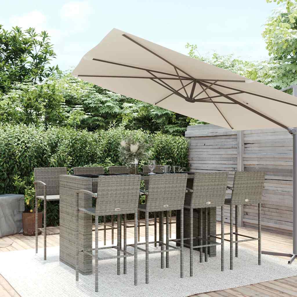 9-delige Tuinbarset poly rattan grijs is nu te koop bij PeponiXL, paradijselijk wonen!
