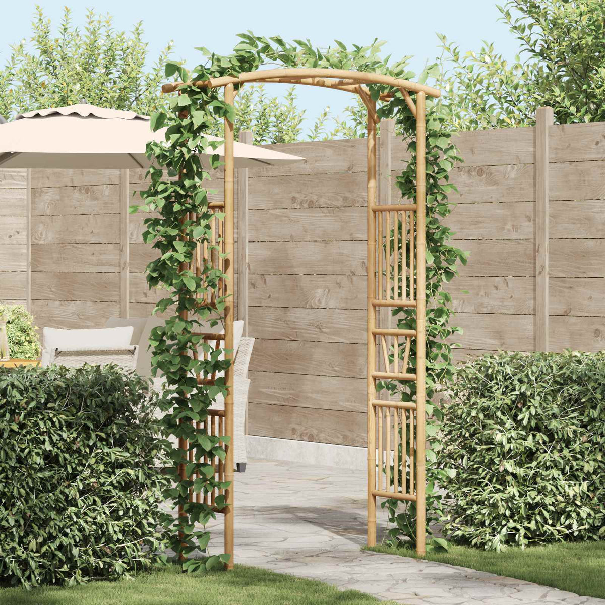 Tuin Boog Naturel 110 x 40 x 205 cm Bamboe is nu te koop bij PeponiXL, paradijselijk wonen!