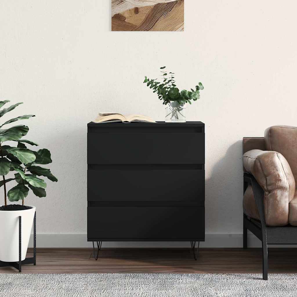 Dressoir 60x35x70 cm bewerkt hout zwart is nu te koop bij PeponiXL, paradijselijk wonen!