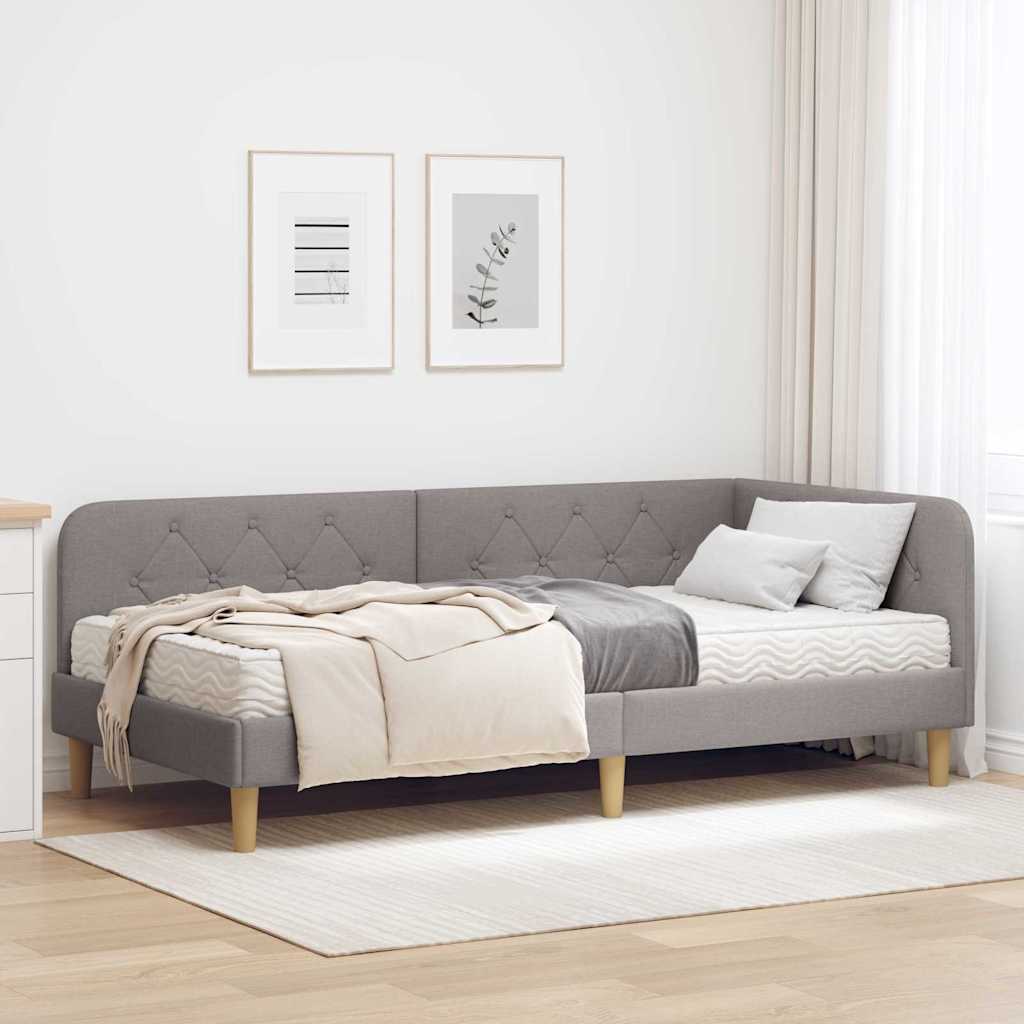 Hoekbedframe Taupe 100 x 200 cm Stof is nu te koop bij PeponiXL, paradijselijk wonen!