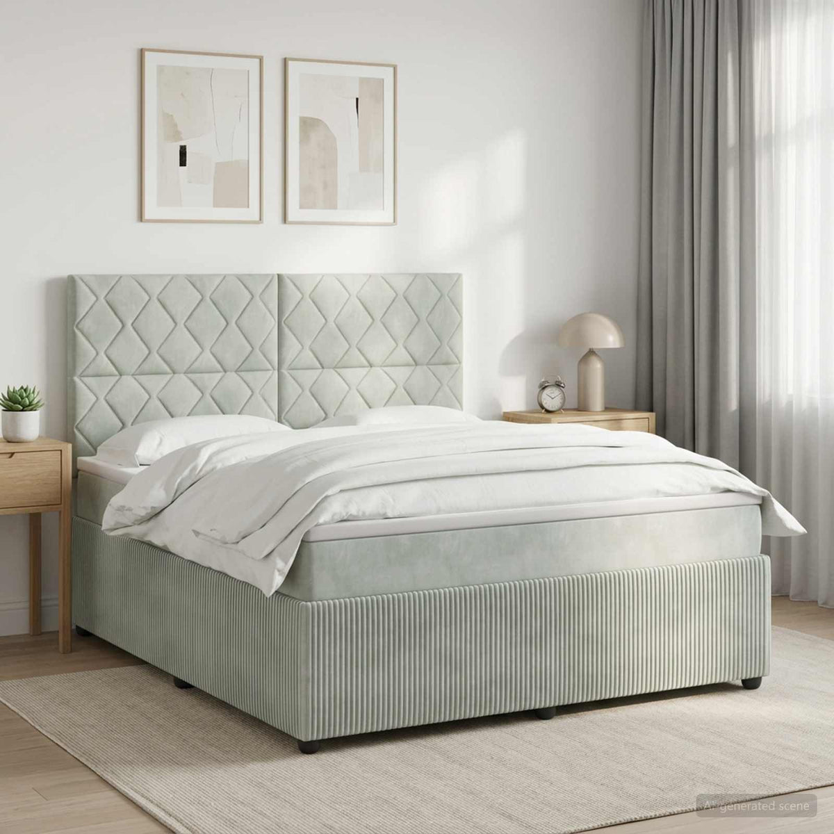 Boxspringbed met matras Lichtgrijs 140 x 200 cm Fluweel is nu te koop bij PeponiXL, paradijselijk wonen!