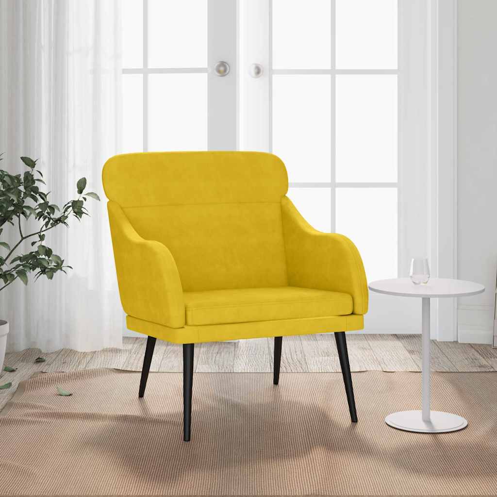 Fauteuil 63x76x80 cm fluweel geel is nu te koop bij PeponiXL, paradijselijk wonen!