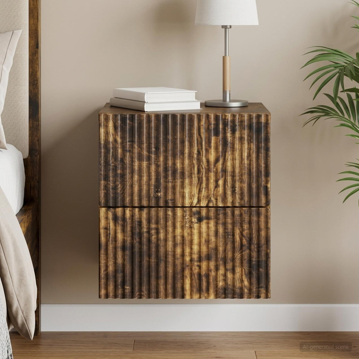 Wandbeugel Bedkast Gerookt eiken 33 x 34,5 x 40 cm Bewerkt hout is nu te koop bij PeponiXL, paradijselijk wonen!