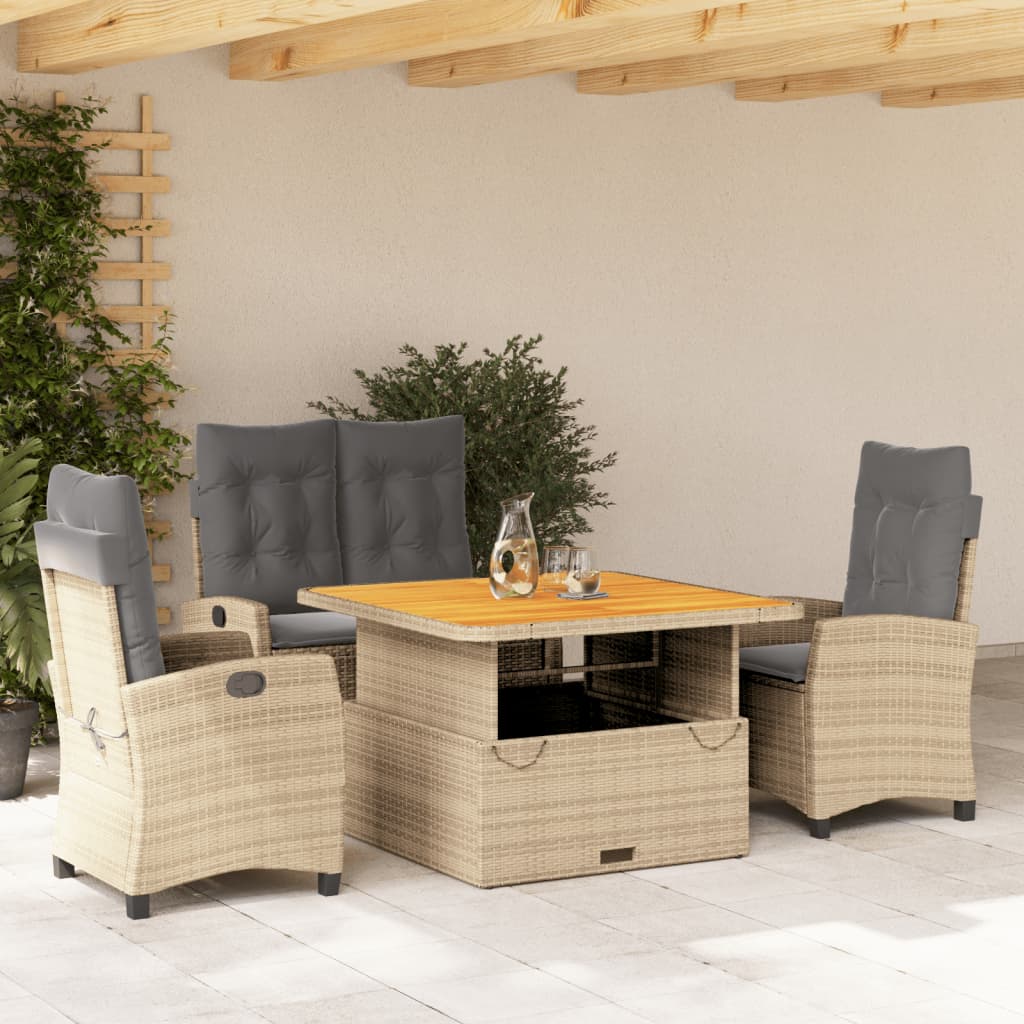 4-delige Tuinset met kussens poly rattan beige is nu te koop bij PeponiXL, paradijselijk wonen!