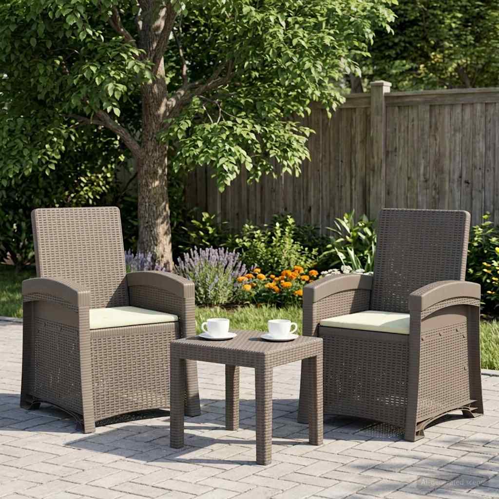 Ligstoel in rietenlook 2 pcs Lichtgrijs en Crème PP is nu te koop bij PeponiXL, paradijselijk wonen!