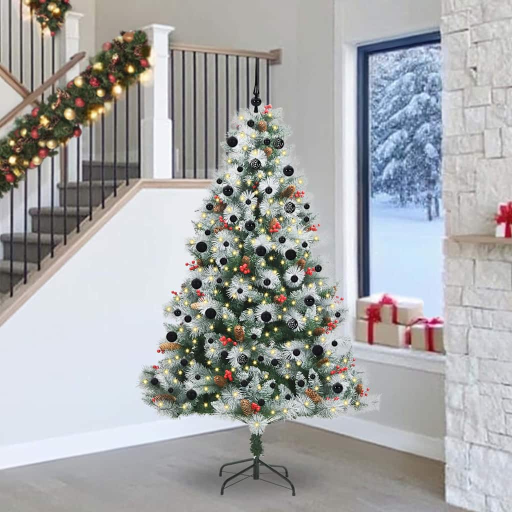Kunstkerstboom Groen en wit 240 cm PVC en Metaal en Plastic is nu te koop bij PeponiXL, paradijselijk wonen!