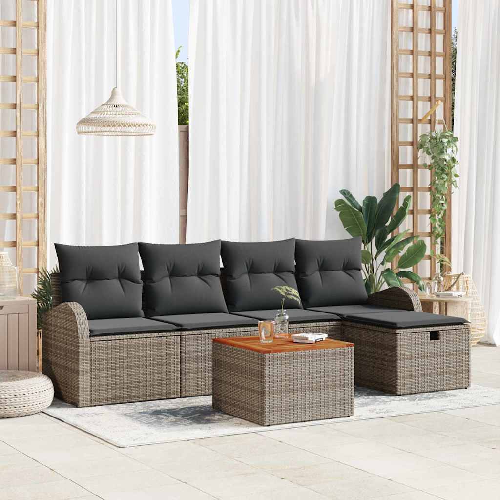 Tuinbankenset 6 st Grijs poly rattan is nu te koop bij PeponiXL, paradijselijk wonen!