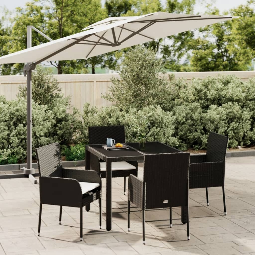 5-delige Tuinset met kussens poly rattan zwart is nu te koop bij PeponiXL, paradijselijk wonen!
