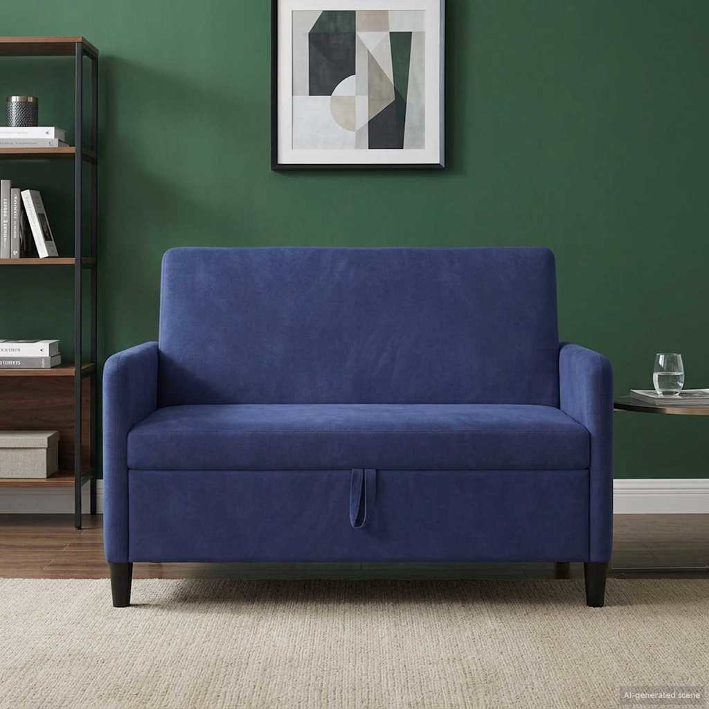Bank met opslag Politieblauw 122 x 78 x 87 cm Polyester is nu te koop bij PeponiXL, paradijselijk wonen!