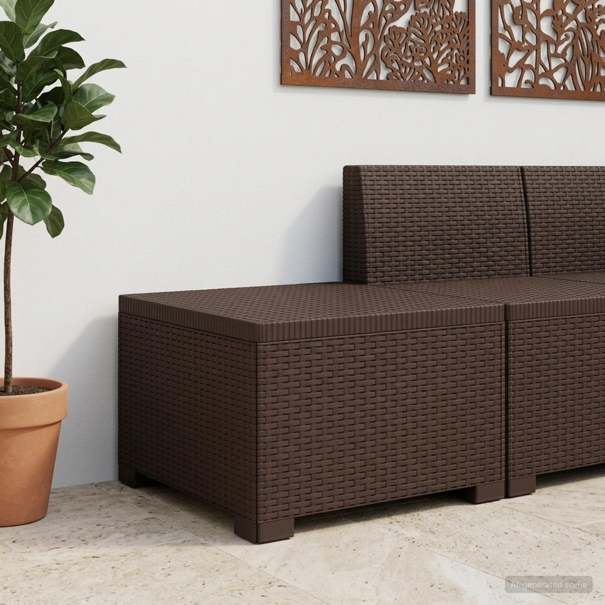 Eénpersoons Tuinbank Rattan Look PP Bruin is nu te koop bij PeponiXL, paradijselijk wonen!