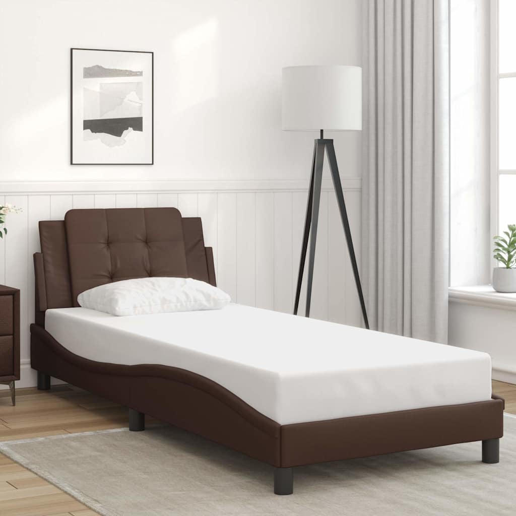 Bedframe zonder matras "Zadar" kunstleer bruin 80x200 cm is nu te koop bij PeponiXL, paradijselijk wonen!